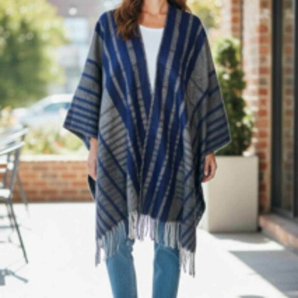 Woolrich Women’s‎ Ultra Soft Brushed Woven Fringed Blanket Wrap OSFA Blue Plaid